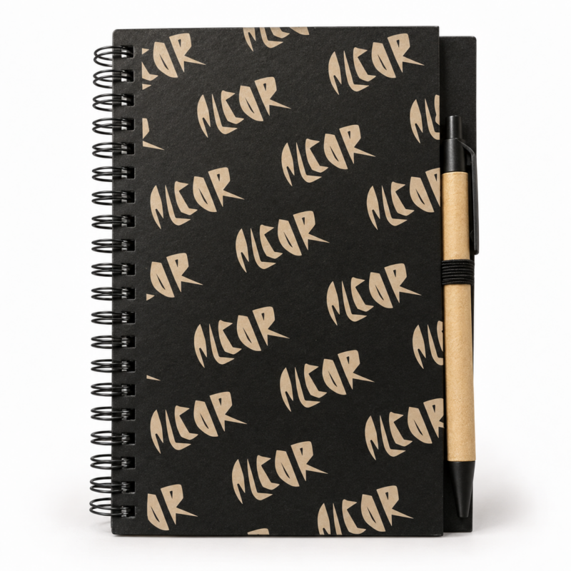 Alcor Black Sketchbook with gold logo pattern