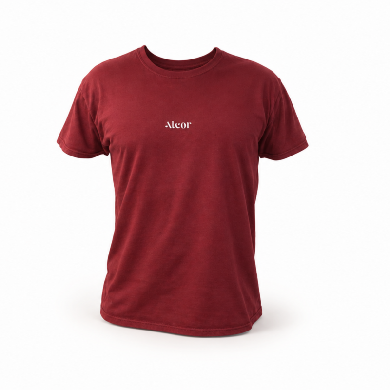 Burgundy Alcor T-shirt with white embroidered logo