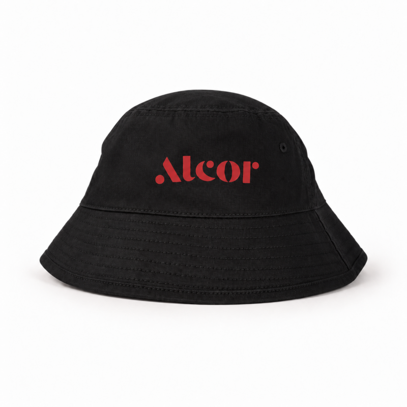 Black Alcor bucket hat with red logo
