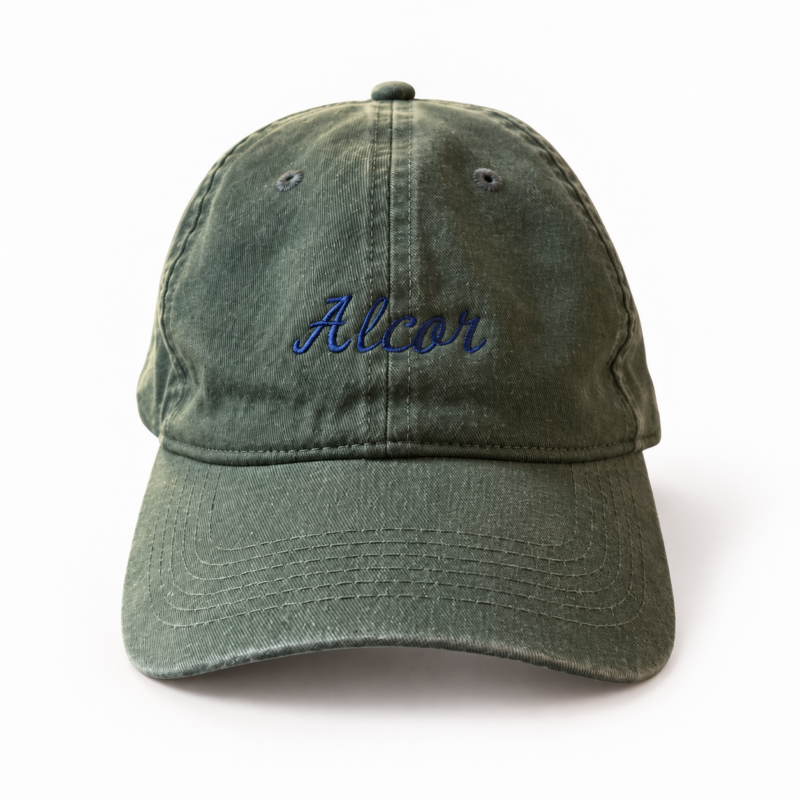 Green Alcor baseball cap with blue embroidered logo