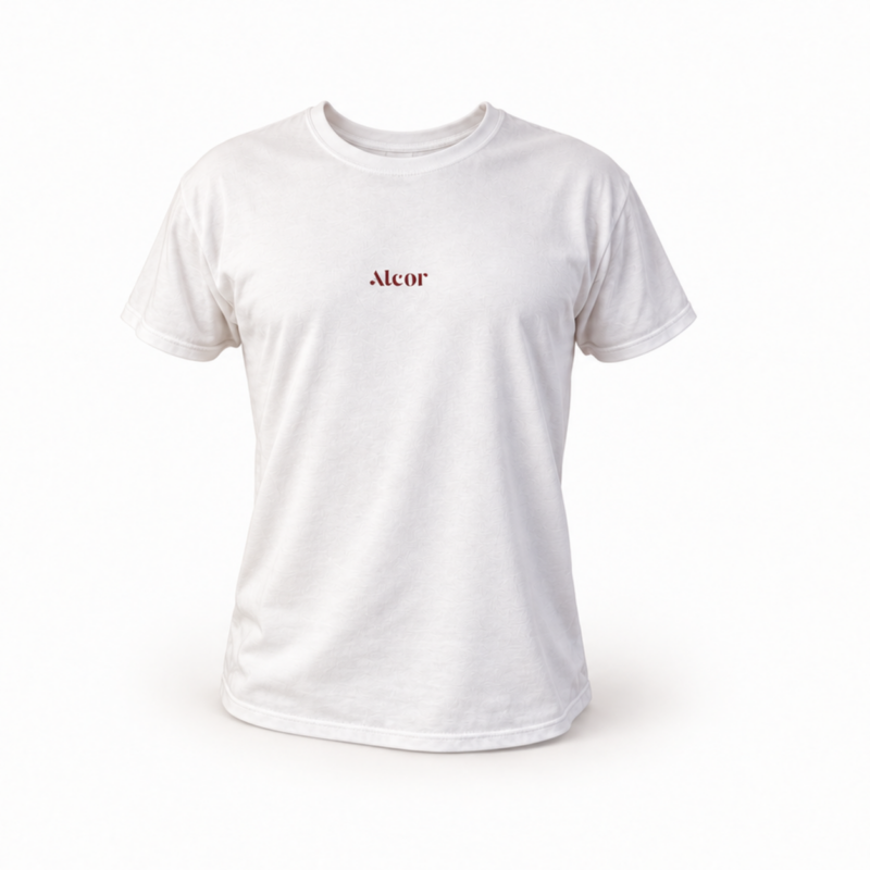White Alcor T-shirt with red embroidered logo